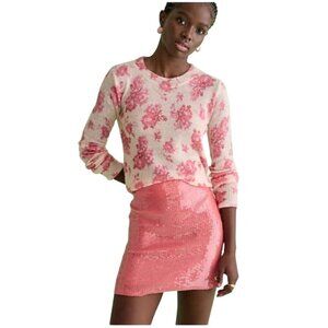 J. Crew Factory Pink Floral Crew Neck Sweater